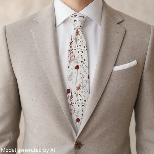 Moderna burgunderröda vilda blommor Boho blommor  Slips (Skapare uppladdad)