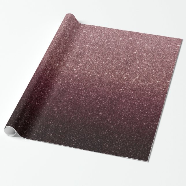 Moderna Burgundy rött & rosa guld- glitter Ombre Presentpapper (Utrullad)
