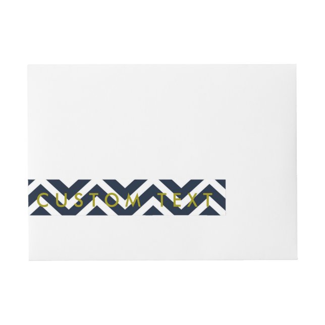 Moderna Chevron Navy Blå Vita Omslutande Etiketter (Framsidan)
