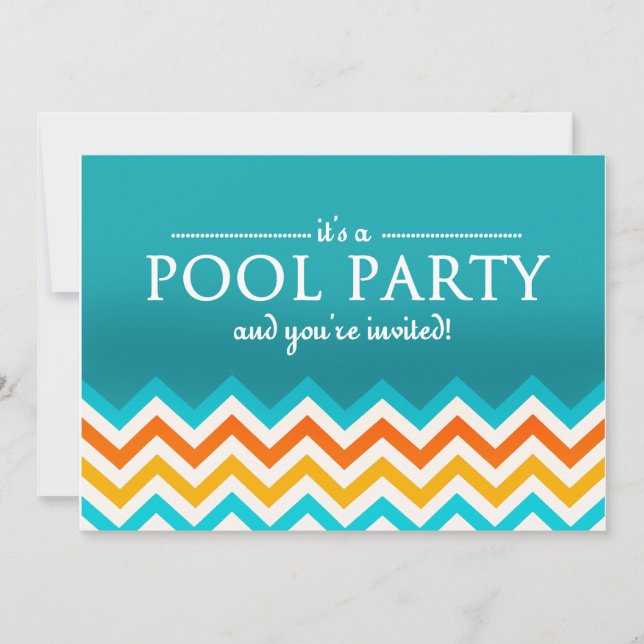 Moderna Chevron-poolfest-inbjudningar Inbjudningar (Framsida)