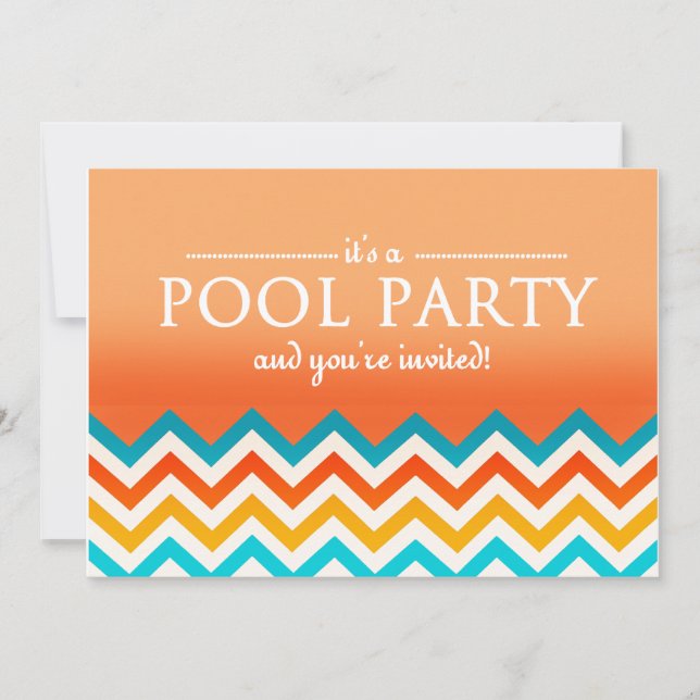 Moderna Chevron-poolfest-inbjudningar Inbjudningar (Framsida)