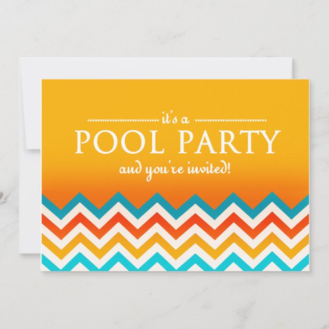 Moderna Chevron-poolparty-inbjudningar Inbjudningar (Framsida)