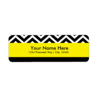 Moderna Chevron Svarta & Gula Adressetiketter