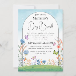 Moderna chic boho ljusa vilda blommor inbjudningar