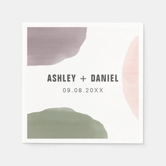 Moderna cirklar ro, Sage och Grape Bröllop Pappersservett (Framsidan)