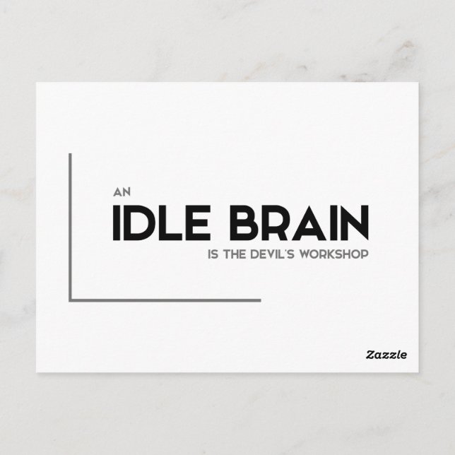 MODERNA citat: overksam hjärna, djävulens verkstad Vykort (Baksida)