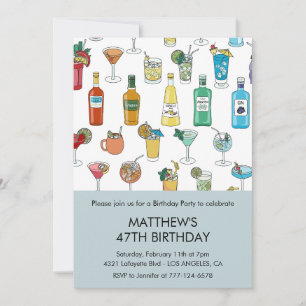 Moderna Cocktaildrycker Modern 47-årsdag Inbjudningar