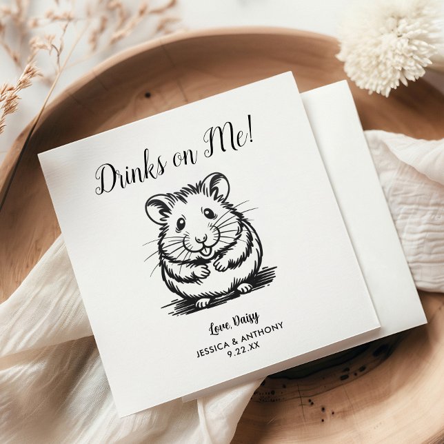 Moderna cocktailnappar för hamsternas bröllop pappersservett (Skapare uppladdad)