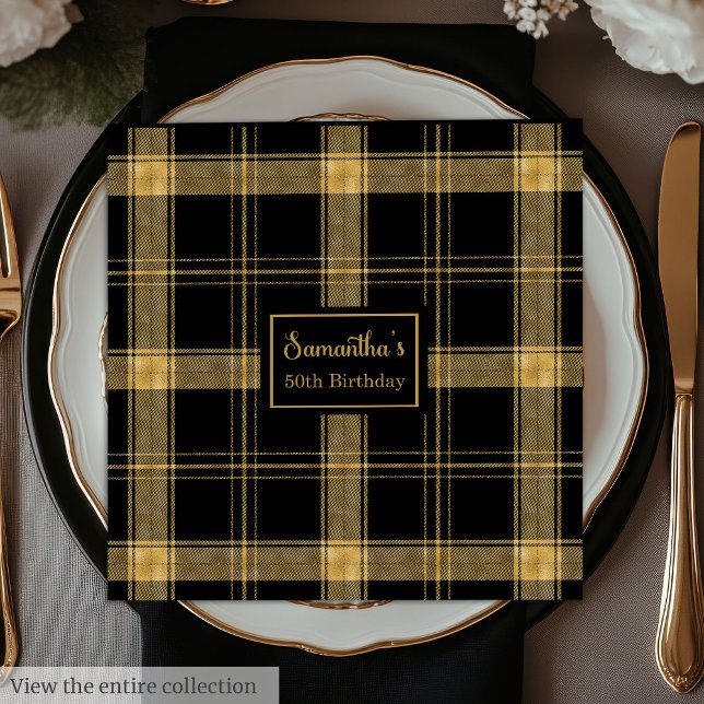 Moderna cocktailservetter Svart Guld Glitter Pappersservett (Modern Cocktail Napkins Black Gold Glitter)
