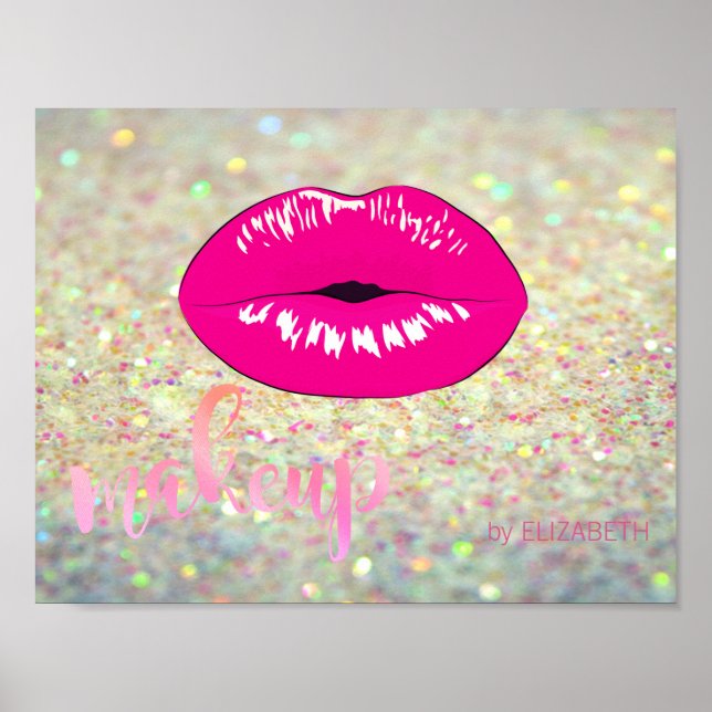 Moderna Coola Läppar, Glitter Makeupartist Poster (Framsidan)