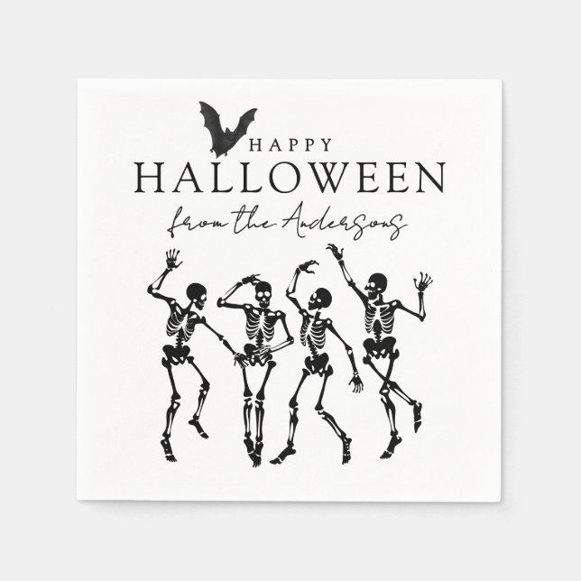 Moderna dansande skelett God Halloween Pappersservett (Framsidan)