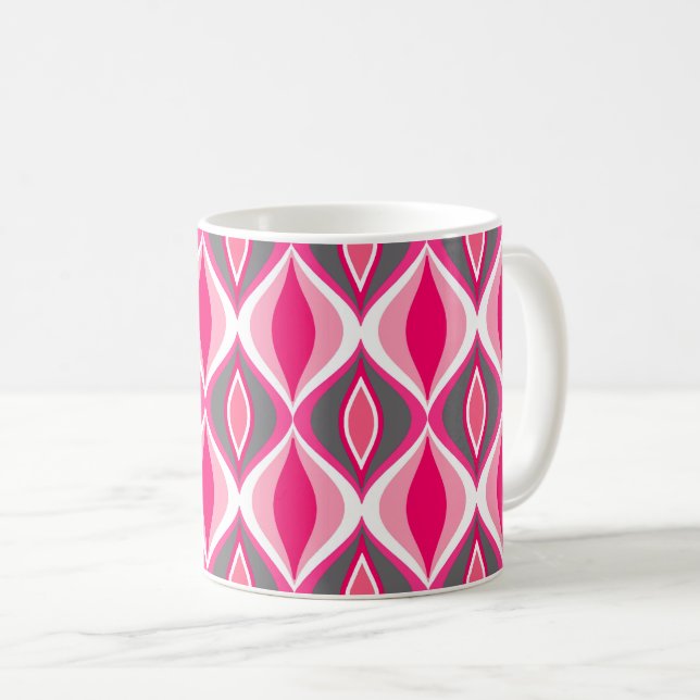 Moderna diamanter, Rosa, Fuchsia och Grått i mitte Kaffemugg (Framsida höger)