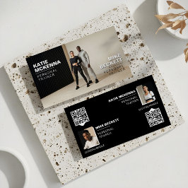 Moderna djärva foton på personlig tränare och coac visitkort