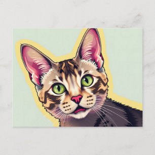Moderna, djärva och färgglada Devon Rex-katter Vykort