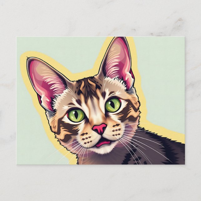 Moderna, djärva och färgglada Devon Rex-katter Vykort (Framsida)