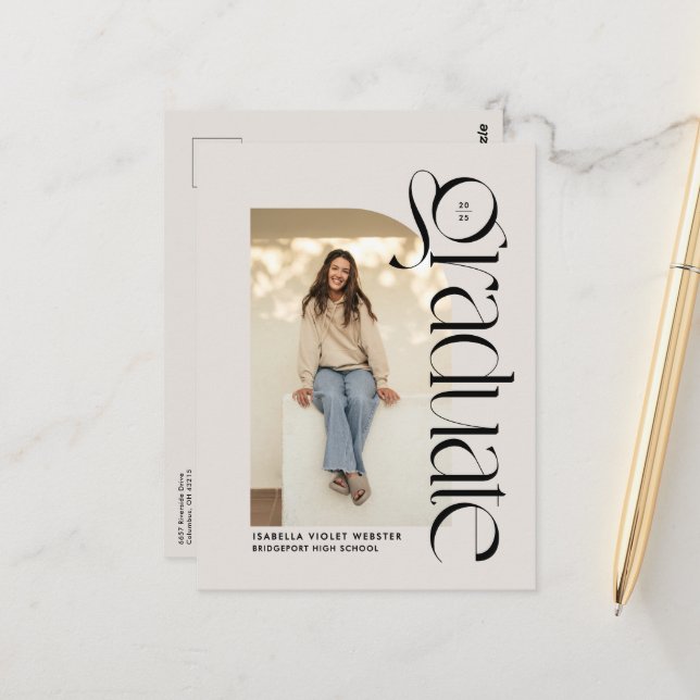 Moderna djärva tvåfotoexamen för akademiker vykort (Fram/Back In Situ)