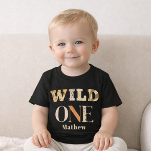 Moderna Djurtryck En Vild Safari Första Födelsedag T Shirt