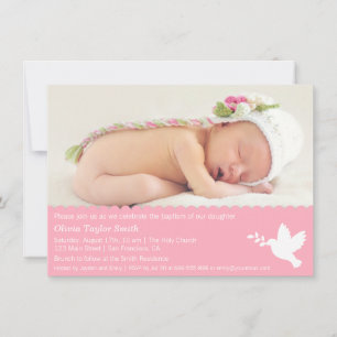 Moderna Dove Baby Girl Dopinbjudningar Inbjudningar