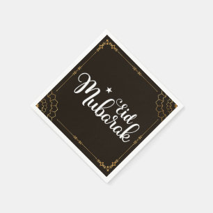 Moderna Eid Mubarak Svarta Guld Eid Servetter