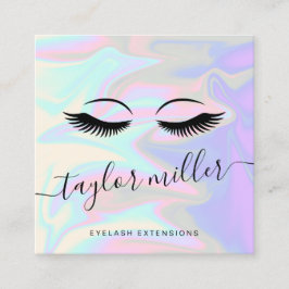 Moderna elegant holografiska ögonfranstillägg fyrkantigt visitkort