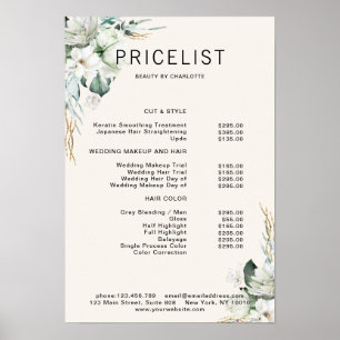 Moderna, elegant vita blommor, pris lista poster