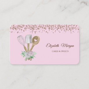 Moderna Eleganta Bakverkshandverktyg Bageri Rosa Visitkort