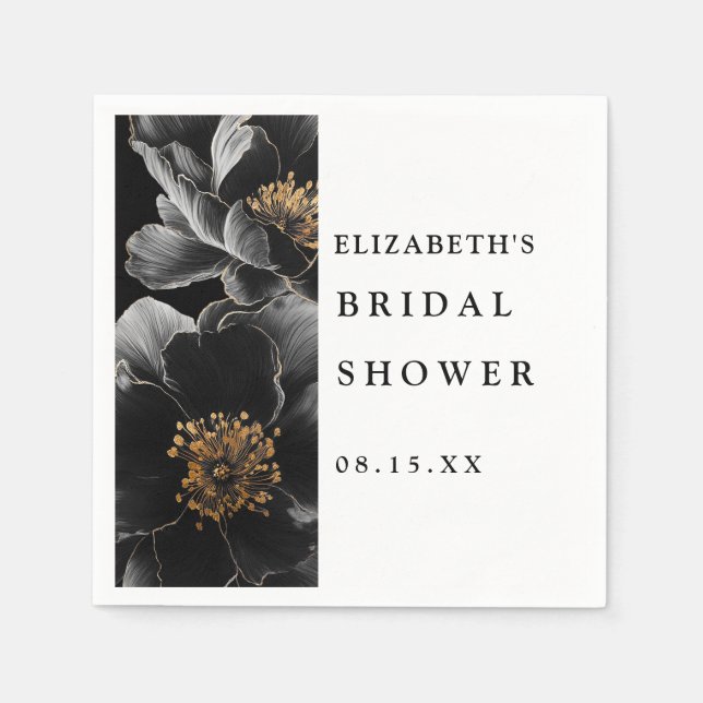 Moderna Eleganta Blommiga Bröllopsdusch Servetter (Framsidan)