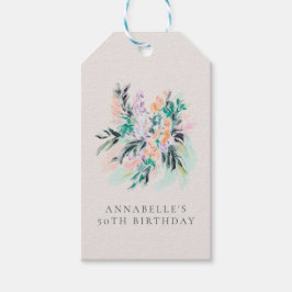 Moderna Eleganta Blommor Bukett Födelsedag Presentetikett