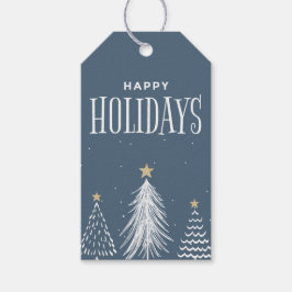 Moderna Eleganta Dammiga Blå Glada Högtider Presen Presentetikett