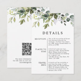 Moderna Eleganta Eukalyptusblad QR-kod Bröllop Tilläggskort