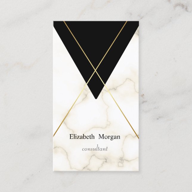 Moderna Eleganta Geometriska Marmor Guld Ränder Visitkort (Framsida)