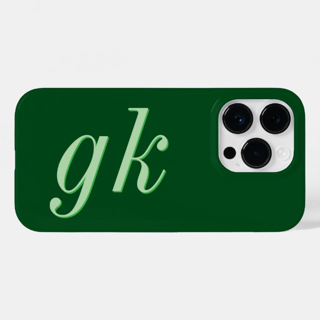 Moderna Eleganta Gröna Monogram Initialer (Baksida (horisontell))