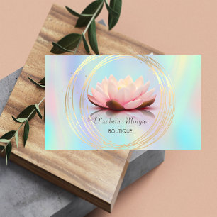 Moderna Eleganta Guld Cirklar Lotus Holografisk Visitkort