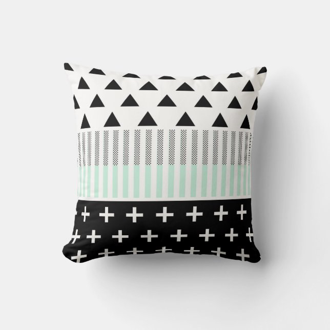 Moderna eleganta Mint, svart & vitShapar Kudde (Framsida)