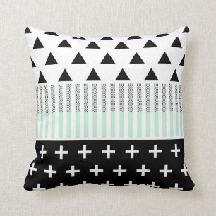 Moderna eleganta Mint, svart & vitShapar Kudde