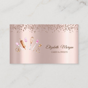 Moderna Eleganta Rosa Guld Diamanter,Bakverktyg Visitkort