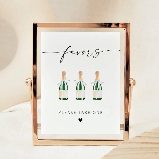 Moderna Eleganta Skript Mini Champagneflaskor Poster (Skapare uppladdad)