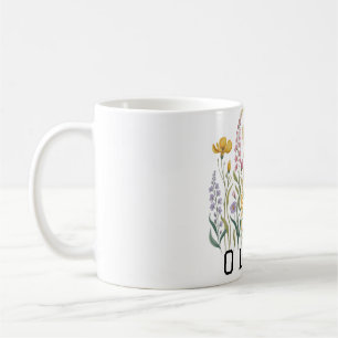 Moderna eleganta söta flickiga enkla vilda blommor kaffemugg