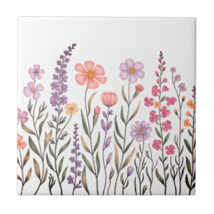 Moderna eleganta söta flickiga enkla vilda blommor kakelplatta