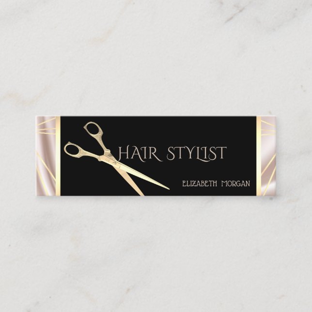 Moderna Eleganta Styliga Geometriska Guld Saxar Mini Visitkort (Framsida)
