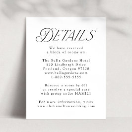 Moderna Eleganta Svarta Typografi Bröllopsdetaljer Tilläggskort