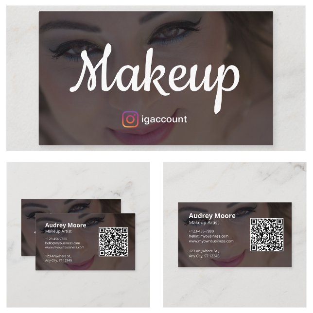 Moderna Eleganta Trendiga Mallar Sminkartist Visitkort (Modern Elegant Trendy Templates Makeup Artist Business Card
)