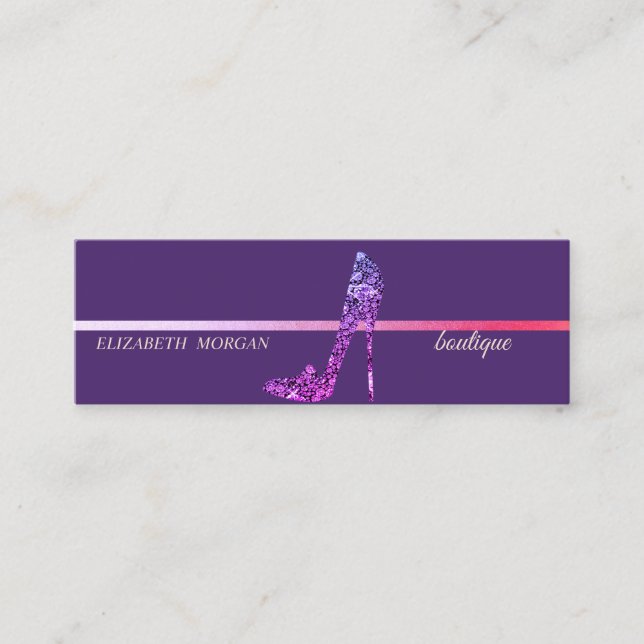 Moderna Eleganta, Violetta Diamant Högklackade Sko Mini Visitkort (Framsida)