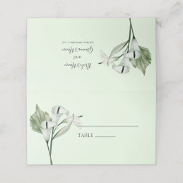 Moderna Eleganta Vita Calla Lilies Bröllop Placeringskort