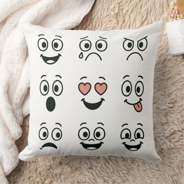 Moderna Emoji-ansikten Kastkudde - Konstnärlig han Kudde (Filt)
