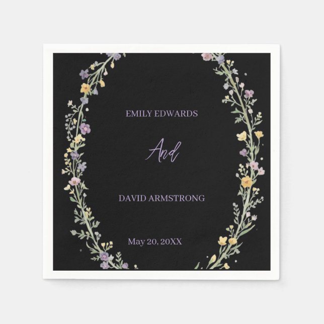 Moderna enkla blomster Boho bröllopsservetter Pappersservett (Framsidan)