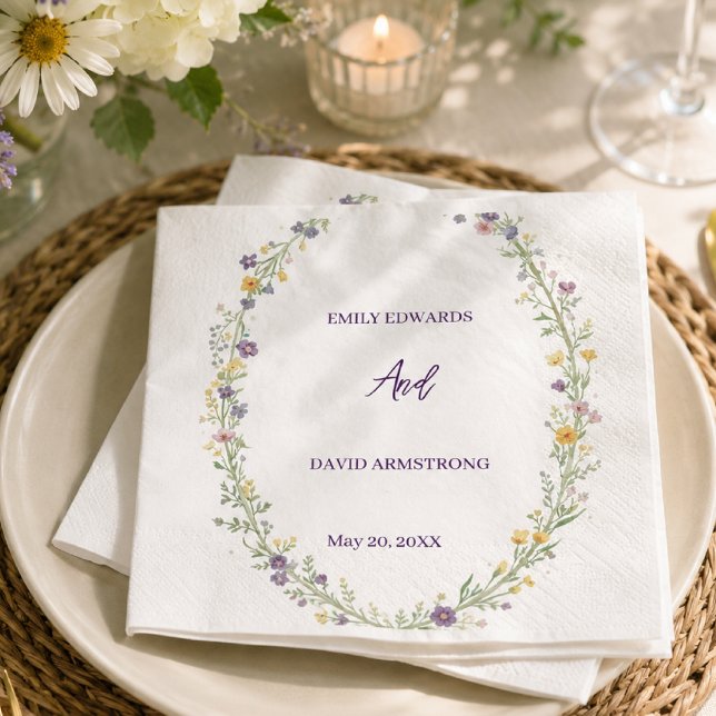 Moderna enkla blomster Boho bröllopsservetter Pappersservett (Skapare uppladdad)