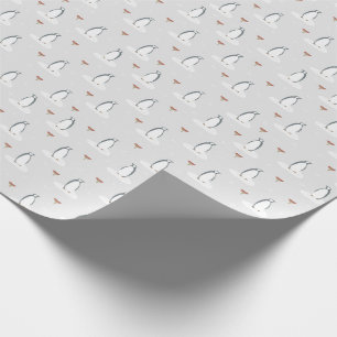 Moderna enkla Cute Winter Penguins och svampar Presentpapper