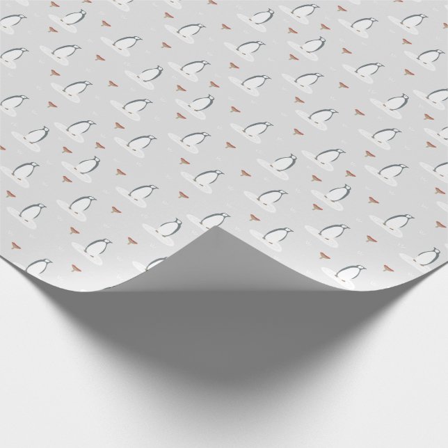 Moderna enkla Cute Winter Penguins och svampar Presentpapper (Hörn)