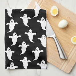 Moderna Enkla Svarta och Vita Spöken Halloween Kökshandduk